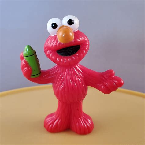 Sesame Street Elmo From Elmos World Plastic Figure Holding Green Crayon 3 Inch - Etsy