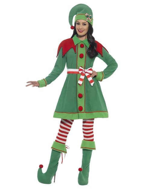 Deluxe Miss Elf Christmas Ladies Fancy Dress Costume Fancy Dress Costume