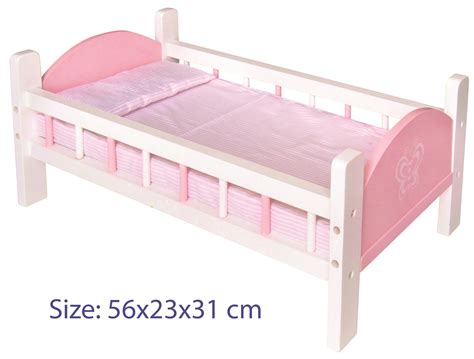 Wooden Doll Cot Bed Including Bedding Baby Vegas