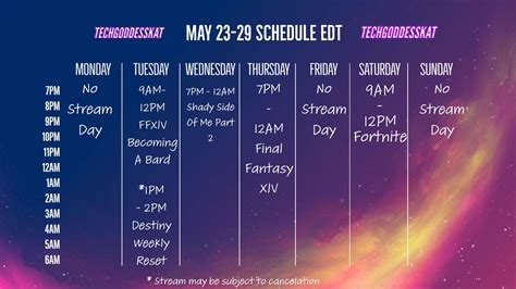 TechGoddessKat On Twitter Stream Schedule For This Week Sorry For