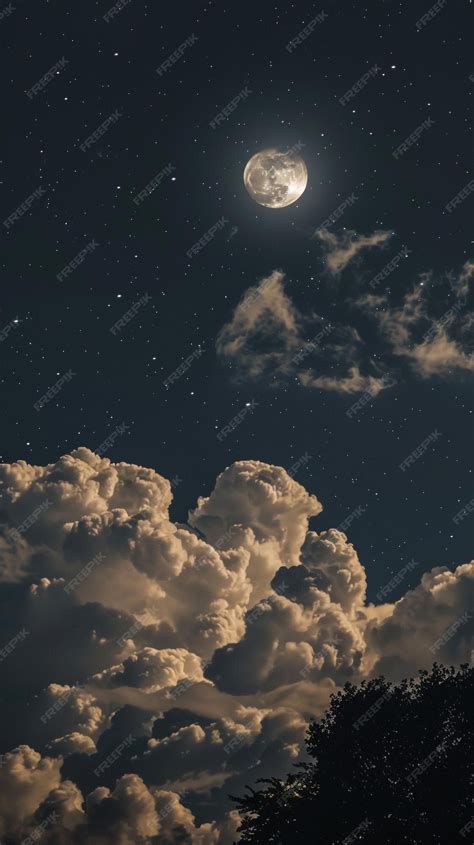 Premium Photo | Moon in the night sky with clouds and moon