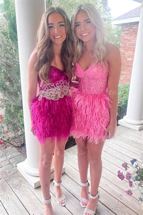 Hot Pink Feathers Hoco Dress Artofit