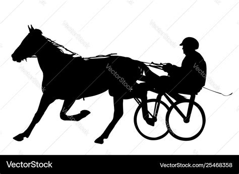 Horse And Jockey Harness Racing Silhouette Vector Image