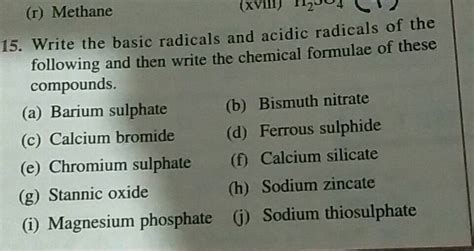 Write Chemical Formulas Of The Following Compounds A Copper Ii Sulphate B Calcium Fluoride