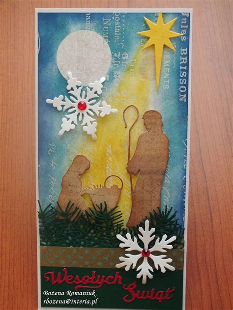 kartki bożonarodzeniowe nativity Impression Obsession snowflakes