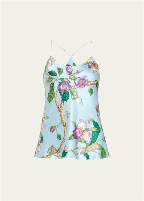 Olivia Von Halle Bella Floral Print Silk Camisole Pajama Set Bergdorf