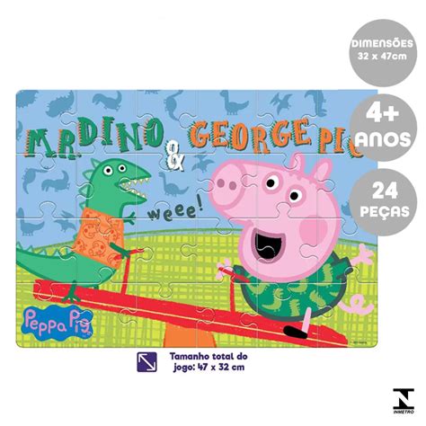 Quebra Cabe A Grande Peppa Pig Mr Dino E George Pig Pcs Pedag Gica