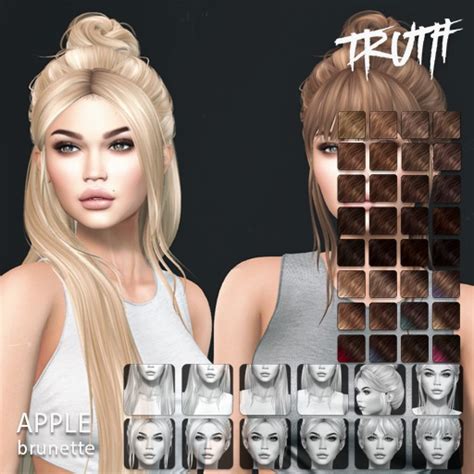 Second Life Marketplace Truth Apple Fitted Mesh Hair Brunette