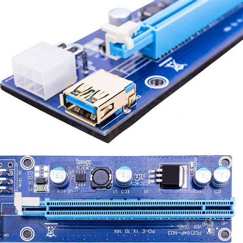 PCIe VER 006C PCI E 1X To 16X Powered Riser Adapter 3 0 USB Power Riser