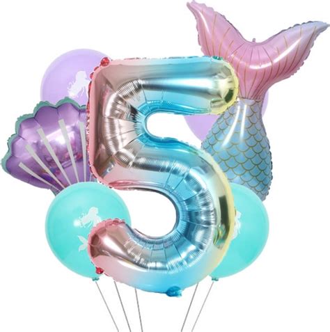 Zeemeermin Ballonnen Set Zeemeermin Cijfer Ballon 5 Jaar Mermaid