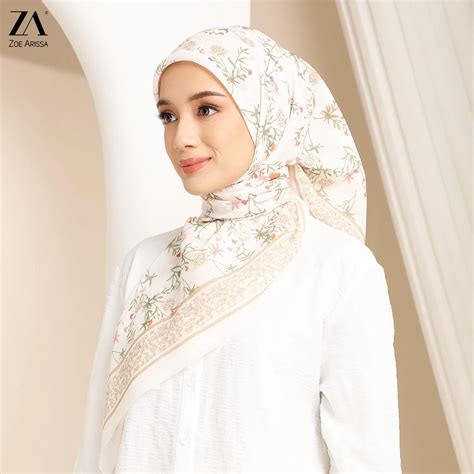 Zoe Arissa Printed Cotton Voile Bawal 45 Square Hijab Tera Tech