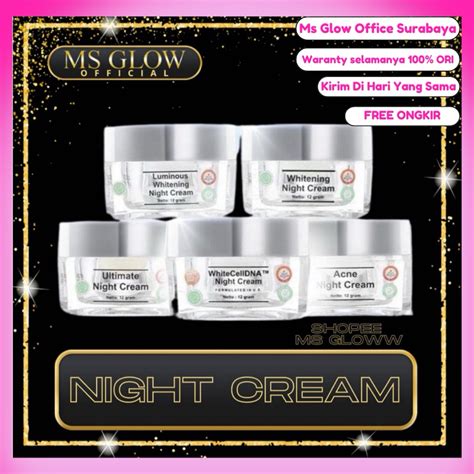 Jual Cream Malam Ms Glow Whitening Acne Luminous Ultimate RESMI