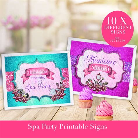 Spa Party Printable Signs Spa Party For Girls Decorations Etsy