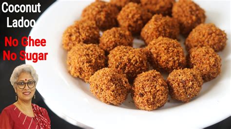 Coconut Ladoo Recipe No Ghee No Sugar No Milk Nariyal Laddu