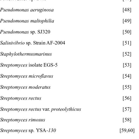 Major Bacteria Producing Proteases Download Table