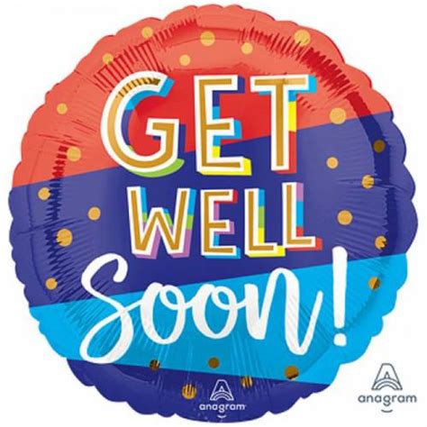 18″ Get Well Soon Dots And Stripes Round Foil Balloon