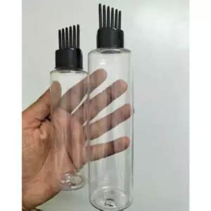 Cosmetic Sleek Slant Shoulder Pet Bottle With Comb Inner Plug Clear