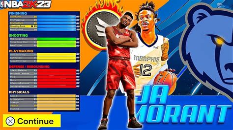 NBA2K23 JA MORANT BUILD BEST POINT GUARD BUILD YouTube