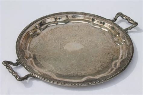 antique vintage silver tray, 1875 Rockford silver plate serving tray w ...