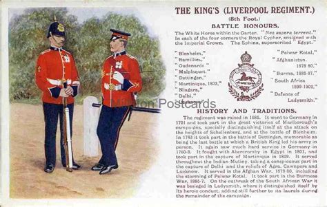 History And Traditions The Kings Liverpool Regiment Millston Postcards