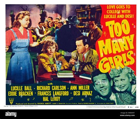 Too Many Girls Us Lobbycard From Left Frances Langford Lucille Ball