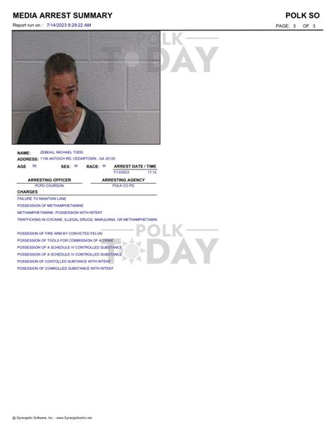 Polk Jail report - Friday, July 14, 2023 - Polk Today