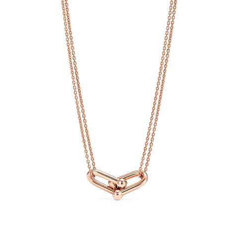 tiffany hardwear large double link pendant  rose gold tiffany