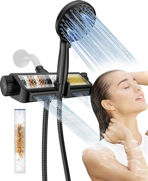 Makefit 6 Modes Filtered Handheld Shower Head Bundle With 2 Pack Replacement Shower Head Beads