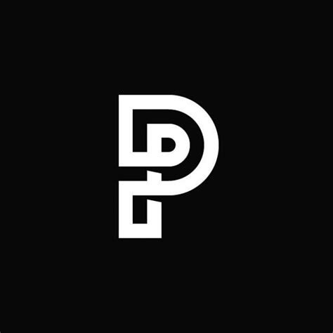 P Logotype Letter P Monogram Concentric Line Art Black And White