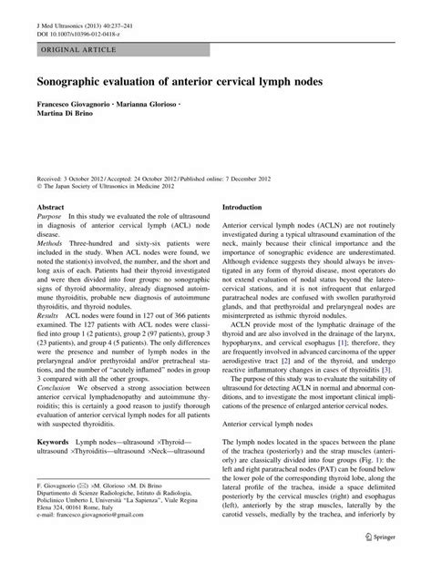 PDF Sonographic Evaluation Of Anterior Cervical Lymph Nodes DOKUMEN