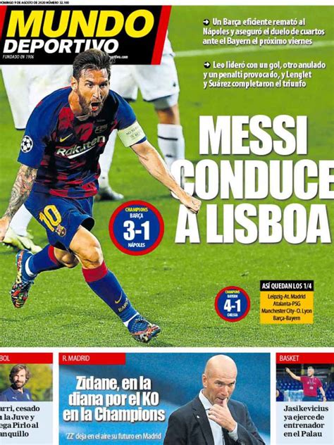 La Portada Del Diario Mundo Deportivo 09 08 2020