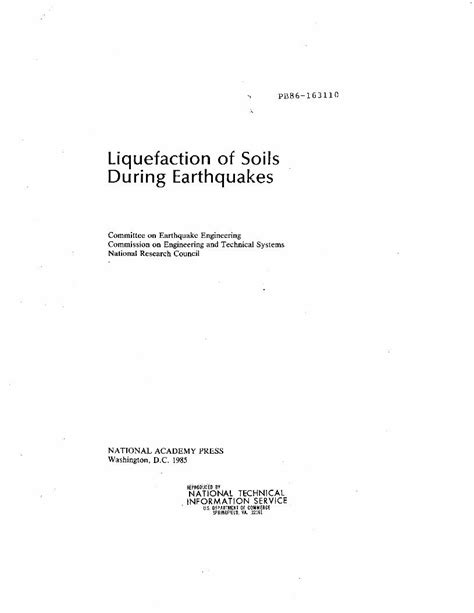 Pdf Liquefaction Of Soils During Earthquakes Committee On