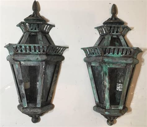 Pair of Solid Brass Wall Lanterns at 1stDibs