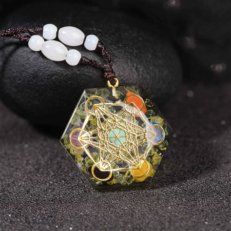 Stunning Hexagon Orgonite Pendant Necklace Orgone Pyramids