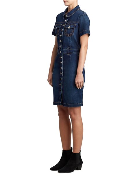 Womens Short Sleeve Denim Bodycon Dress