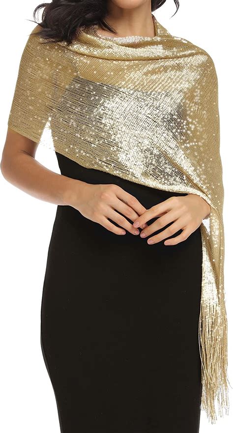 Rheane Sparkling Metallic Shawls And Wraps With Buckle For Evening