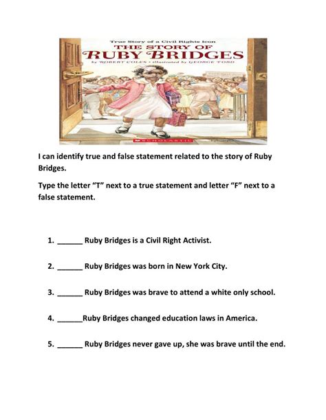 Ruby Bridges Exercise Live Worksheets