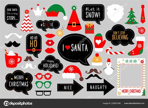 Christmas Photo Booth Props Stock Vector Dandelionfly