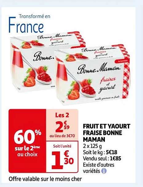 Promo Fruit Et Yaourt Fraise Bonne Maman Chez Auchan ICatalogue Fr