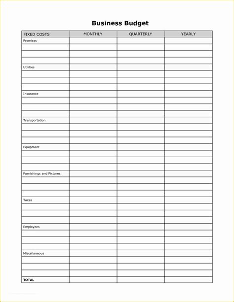 Free Business Budget Template Of Monthly Expense Worksheet Template ...