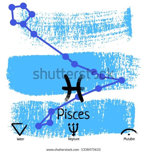 Pisces Zodiac Sign Pictogram Calligraphic Zodiac Stock Vector Royalty