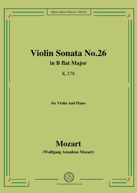 Mozart Violin Sonata No In B Flat Major K For Violin Piano Arr