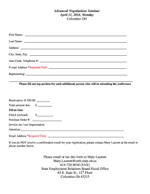 Fillable Online Serb State Oh Negotiations Training Form Fax Email