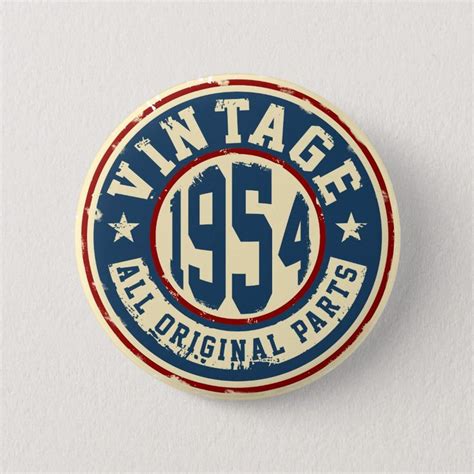 Vintage 1954 All Original Parts Pinback Button Zazzle Light Steel