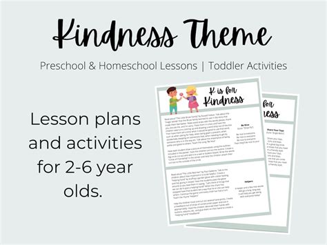 Kindness Theme Preschool Curriculum Printable Homeschool Lesson Plan Printable Activities For