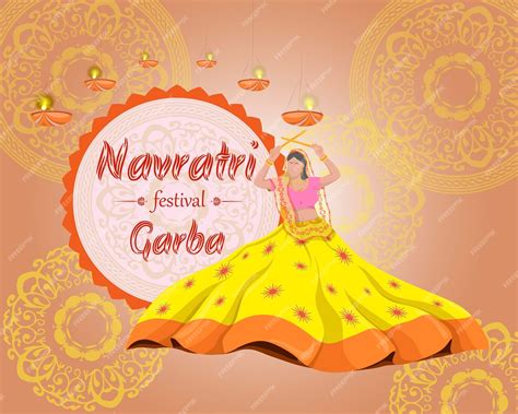 Premium Vector | Navratri festival Girls dancing national dance