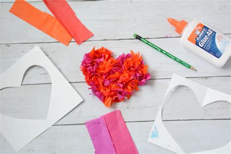 Textured Tissue Paper Heart Craft For Kids - Crafty Art Ideas