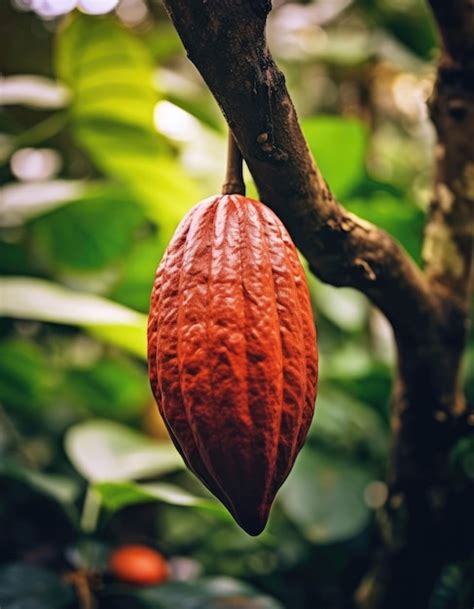 Premium AI Image | Cocoa fruit on a tree