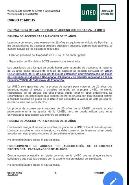 Acceso Universidad Mayores De A Os Uned