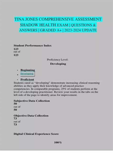 Shadow Health Tina Jones Comprehensive Assessment Transcript 5